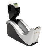 Value Desktop Tape Dispenser, Attached 1" Core, Black-silver