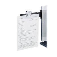 Swing Arm Copyholder, Adhesive Monitor Mount, Plastic, 30 Sheet Capacity, Black