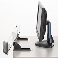 In-line Adjustable Desktop Copyholder, Plastic, 150 Sheet Capacity, Black-clear