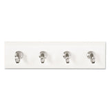 Decorative Key Rail, 8w X 1 1-2d X 2 1-8h White-silver, 4 Hooks-pack