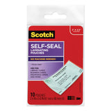 Self-sealing Laminating Pouches, 9 Mil, 3.8" X 2.4", Gloss Clear, 10-pack