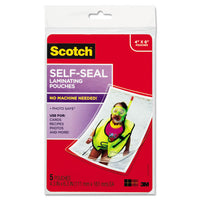 Self-sealing Laminating Pouches, 9.5 Mil, 4.38" X 6.38", Gloss Clear, 5-pack