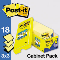 Original Canary Yellow Pop-up Refill Cabinet Pack, 3 X 3, 90-sheet, 18-pack