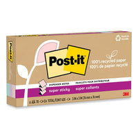 100% Recycled Paper Super Sticky Notes, 3" X 3", Wanderlust Pastels, 70 Sheets/pad, 6 Pads/pack