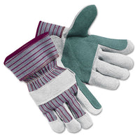 Men's Economy Leather Palm Gloves, White-red, Large, 12 Pairs