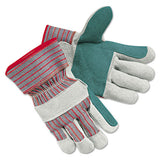 Men's Economy Leather Palm Gloves, White-red, Large, 12 Pairs