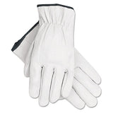 Grain Goatskin Driver Gloves, White, X-large, 12 Pairs