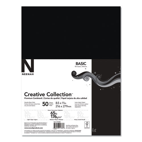 Creative Collection Premium Cardstock, 65 Lb, 8.5 X 11, Black, 50-pack