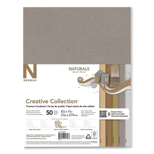 Creative Collection Premium Cardstock, 65 Lb, 8.5 X 11, Assorted Naturals, 50-pack