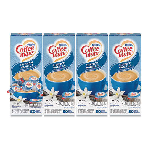 Liquid Coffee Creamer, French Vanilla, 0.38 Oz Mini Cups, 50-box, 4 Boxes-carton, 200 Total-carton