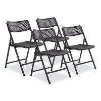 Airflex Series Premium Poly Folding Chair, Supports 1000 Lb, 17.25" Seat Ht, Black Seat/back/base, 4/ct,ships In 1-3 Bus Days