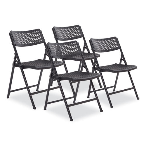Airflex Series Premium Poly Folding Chair, Supports 1000 Lb, 17.25" Seat Ht, Black Seat/back/base, 4/ct,ships In 1-3 Bus Days