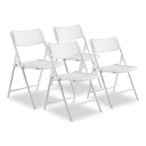 Airflex Series Premium Poly Folding Chair, Supports 1000 Lb, 17.25" Seat Ht, White Seat/back/base, 4/ct,ships In 1-3 Bus Days