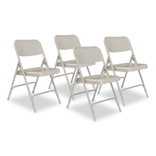 200 Series Premium All-steel Double Hinge Folding Chair, Supports 500 Lb, 17.25" Seat Ht, Gray, 4/ct, Ships In 1-3 Bus Days