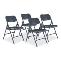 200 Series Premium All-steel Double Hinge Folding Chair, Supports 500 Lb, 17.25" Seat Ht, Blue, 4/ct, Ships In 1-3 Bus Days