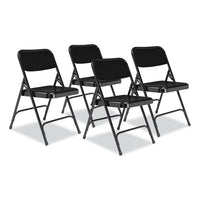 200 Series Premium All-steel Double Hinge Folding Chair, Supports 500 Lb, 17.25" Seat Ht, Black, 4/ct, Ships In 1-3 Bus Days