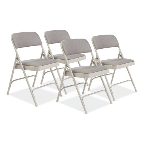 2200 Series Fabric Dual-hinge Premium Folding Chair, Supports 500lb,greystone Seat/back,gray Base,4/ct, Ships In 1-3 Bus Days