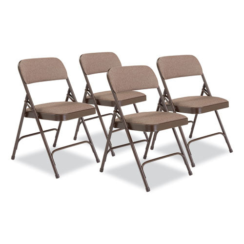 2200 Series Fabric Dual-hinge Premium Folding Chair, Supports 500 Lb, Walnut Seat/back, Brown Base,4/ct,ships In 1-3 Bus Days