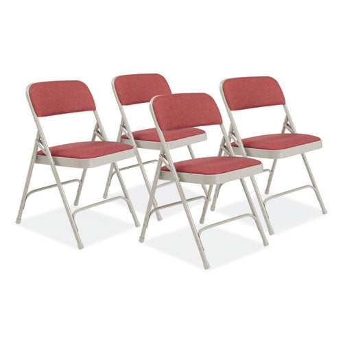2200 Series Fabric Dual-hinge Premium Folding Chair, Supports 500lb, Cabernet Seat/back,gray Base,4/ct, Ships In 1-3 Bus Days