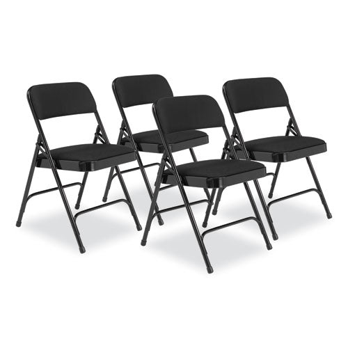 2200 Series Fabric Dual-hinge Folding Chair, Supports 500 Lb, Midnight Black Seat/back, Black Base,4/ct,ships In 1-3 Bus Days