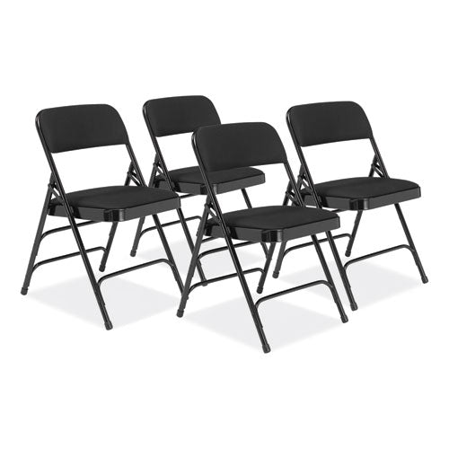 2300 Series Fabric Upholstered Triple Brace Premium Folding Chair, Supports 500lb, Midnight Black, 4/ct,ships In 1-3 Bus Days