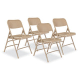 300 Series Deluxe All-steel Triple Brace Folding Chair, Supports 480 Lb, 17.25" Seat Ht, Beige, 4/ct, Ships In 1-3 Bus Days