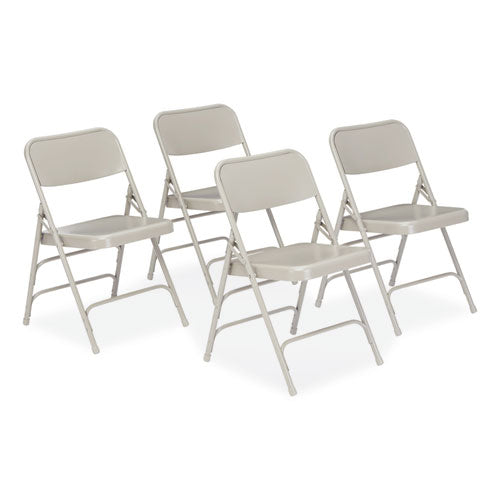 300 Series Deluxe All-steel Triple Brace Folding Chair, Supports 480 Lb, 17.25" Seat Height, Gray, 4/ct,ships In 1-3 Bus Days