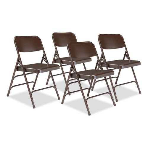 300 Series Deluxe All-steel Triple Brace Folding Chair, Supports 480 Lb, 17.25" Seat Ht, Brown, 4/ct, Ships In 1-3 Bus Days
