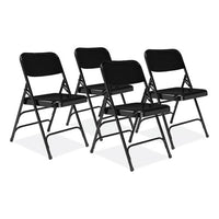 300 Series Deluxe All-steel Triple Brace Folding Chair, Supports 480 Lb, 17.25" Seat Ht, Black, 4/ct, Ships In 1-3 Bus Days