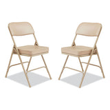 3200 Series 2" Vinyl Upholstered Double Hinge Folding Chair, Supports 300lb, 18.5" Seat Ht, Beige, 2/ct,ships In 1-3 Bus Days