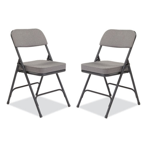 3200 Series Fabric Dual-hinge Folding Chair, Supports 300 Lb, Charcoal Seat/back, Black Base, 2/ct, Ships In 1-3 Bus Days