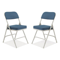3200 Series Fabric Dual-hinge Folding Chair, Supports 300 Lb, Regal Blue Seat/back, Gray Base, 2/ct, Ships In 1-3 Bus Days