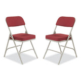 3200 Series Premium Fabric Dual-hinge Folding Chair, Supports 300lb, Burgundy Seat/back, Gray Base,2/ct,ships In 1-3 Bus Days