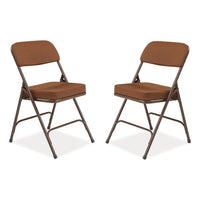 3200 Series Premium Fabric Dual-hinge Folding Chair, Supports 300 Lb, Gold Seat/back, Brown Base, 2/ct, Ships In 1-3 Bus Days