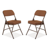 3200 Series Premium Fabric Dual-hinge Folding Chair, Supports 300 Lb, Gold Seat/back, Brown Base, 2/ct, Ships In 1-3 Bus Days