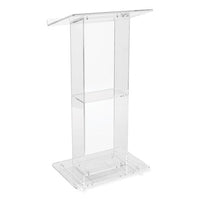 Clear Acrylic Lectern With Shelf, 24 X 15 X 46, Clear, Ships In 1-3 Business Days