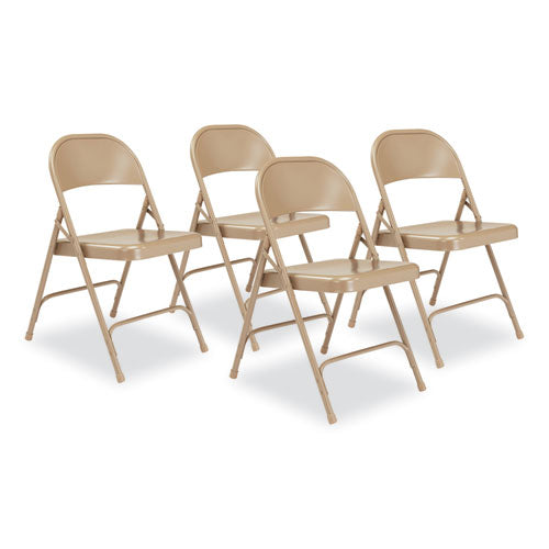 50 Series All-steel Folding Chair, Supports 500 Lb, 16.75" Seat Ht, Beige Seat/back, Beige Base, 4/ct, Ships In 1-3 Bus Days