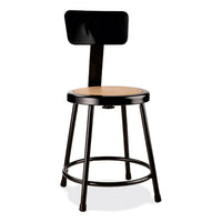 6200 Series 18" Heavy Duty Stool W/backrest, Supports 500 Lb, 33" Seat Ht, Brown Seat, Black Back/base, Ships In 1-3 Bus Days