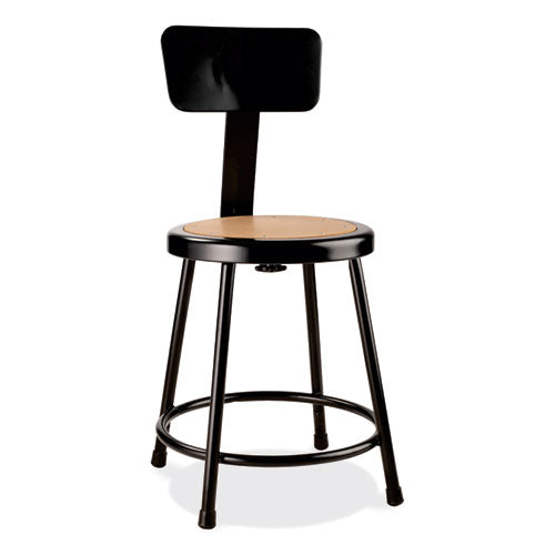 6200 Series 18" Heavy Duty Stool W/backrest, Supports 500 Lb, 33" Seat Ht, Brown Seat, Black Back/base, Ships In 1-3 Bus Days