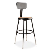 6200 Series 19"-27" Height Adj Heavy-duty Stool W/backrest, Supports 500 Lb, Masonite Seat/black Base, Ships In 1-3 Bus Days