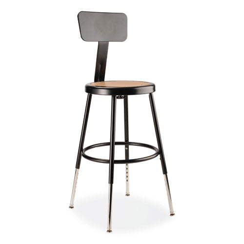 6200 Series 19"-27" Height Adj Heavy-duty Stool W/backrest, Supports 500 Lb, Masonite Seat/black Base, Ships In 1-3 Bus Days