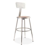 6200 Series 19"-27" Height Adjustable Hd Stool W/backrest, Supports 500 Lb, Brown Seat, Gray Back/base, Ships In 1-3 Bus Days