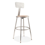 6200 Series 19"-27" Height Adjustable Hd Stool W/backrest, Supports 500 Lb, Brown Seat, Gray Back/base, Ships In 1-3 Bus Days