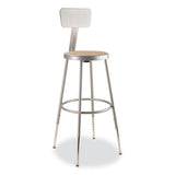 6200 Series 25"-33" Height Adjustable Heavy Duty Stool W/backrest, Supports 500lb, Brown Seat/gray Base,ships In 1-3 Bus Days