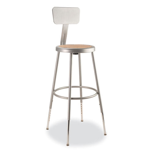 6200 Series 25"-33" Height Adjustable Heavy Duty Stool W/backrest, Supports 500lb, Brown Seat/gray Base,ships In 1-3 Bus Days