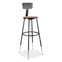 6200 Series 32"-39" Height Adj Heavy Duty Stool With Backrest, Supports 500 Lb, Brown Seat, Black Base, Ships In 1-3 Bus Days