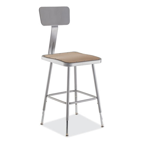 6300 Series Height Adj Hd Square Seat Steel Stool W/back, Supports 500 Lb, 18"-26" Seat Ht, Brown/gray, Ships In 1-3 Bus Days