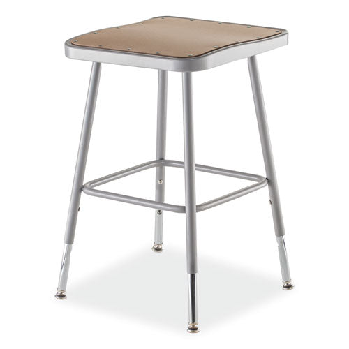 6300 Series Height Adj Hd Square Seat Stool, Backless, Supports 500 Lb, 18" To 26" Seat Ht, Brown/gray, Ships In 1-3 Bus Days