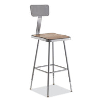 6300 Series Height Adj Hd Square Seat Stool W/back, Supports 500 Lb, 23.75"-31.75" Seat Ht, Brown/gray, Ships In 1-3 Bus Days