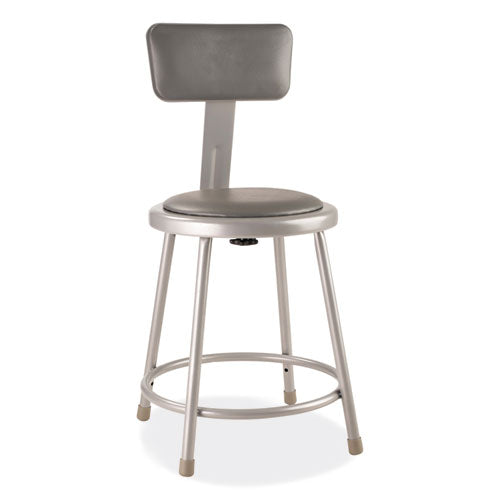 6400 Series Heavy Duty Vinyl Padded Stool W/backrest, Supports 300 Lb, 18" Seat Ht, Gray Seat/back/base,ships In 1-3 Bus Days